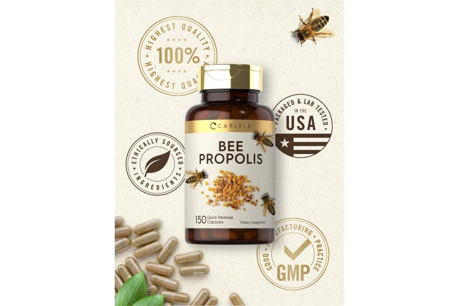 Carlyle Bee Propóleo Cápsulas 600 mg | 150 unidades | Suplemento de extracto | Sin OGM, sin gluten - Image 5