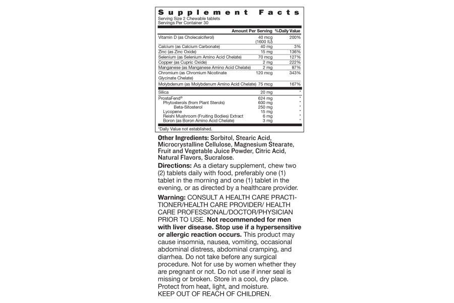 Super Beta Prostate Advanced Chewables - Suplemento de apoyo a la próstata para la salud de los hombres (60 masticables, 1 botella) - Image 8