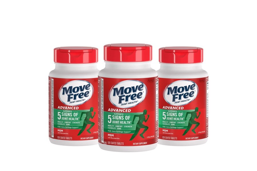Move Free Advanced Glucosamina Condroitina MSM Suplemento de soporte para articulaciones, soporta movilidad, comodidad, fuerza, flexibilidad y huesos, 120 unidades (paquete de 3)