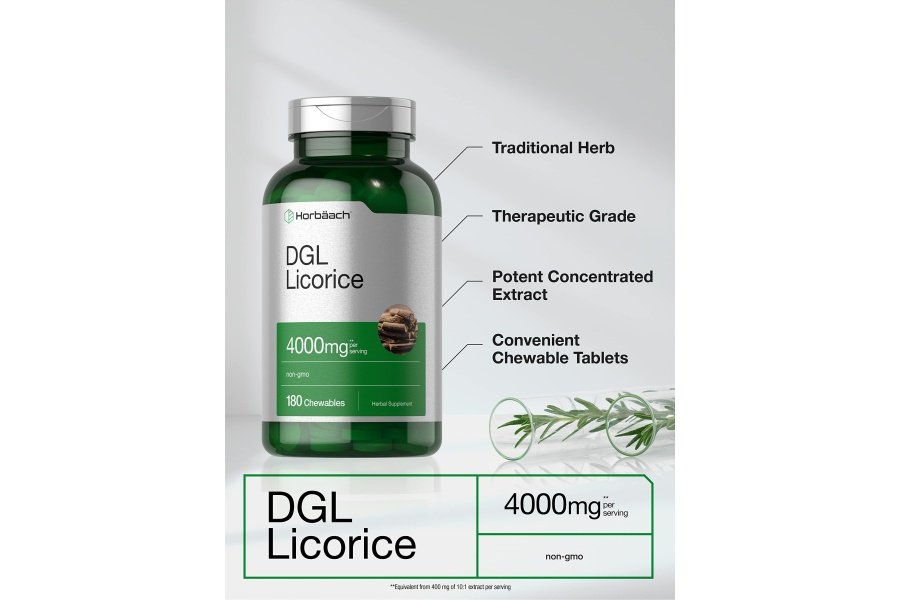 Horbäach DGL Regaliz Comprimidos Masticables | 4000 mg | 180 unidades | Vegetariano y sin OGM | Extracto de raíz de regaliz desglicirricinado - Image 3