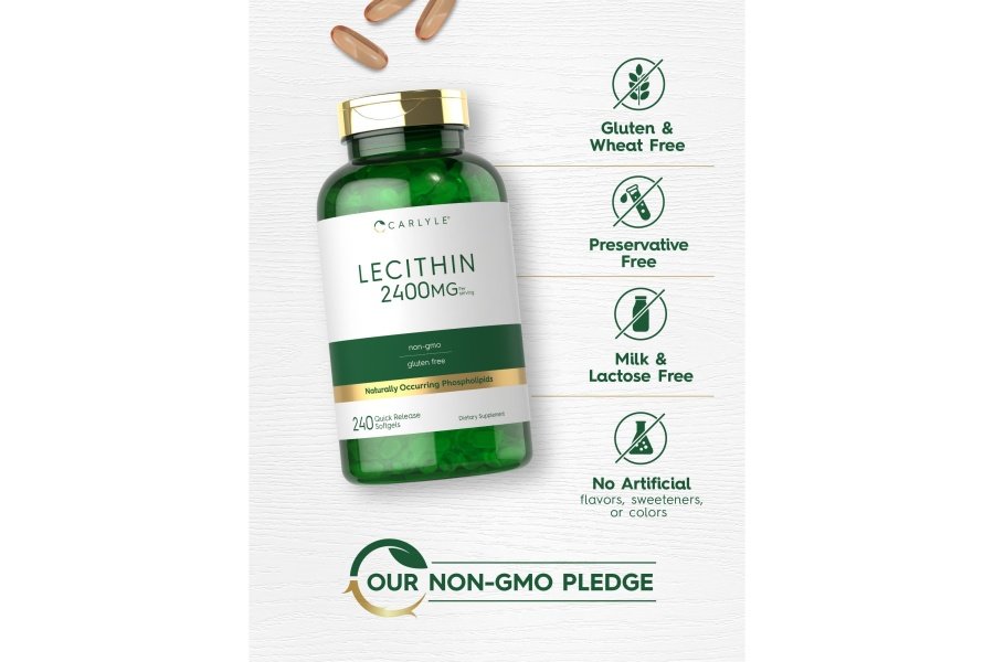 Lecitina Carlyle 2400 mg | 240 cápsulas de gelatina blanda | Suplemento de fosfolípidos | Sin OGM, sin gluten - Image 4