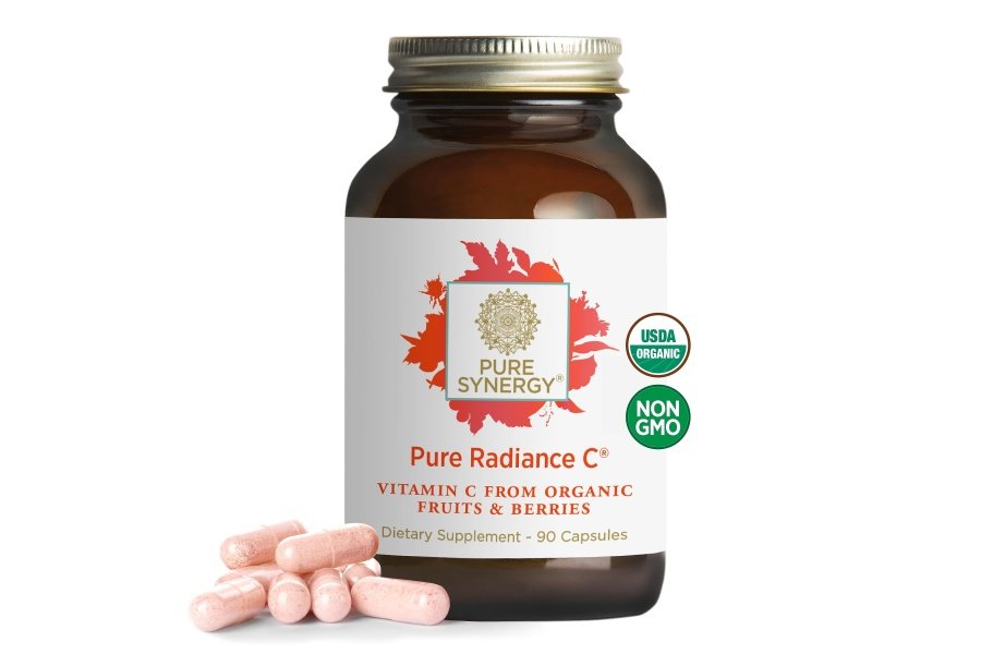 PURA SINERGIA Pure Radiance C | Cápsulas de vitamina C orgánica | Suplemento 100% natural, de alimentos integrales, sin OGM con extracto de camu camu | para apoyo inmunológico y de colágeno (90 cápsulas)