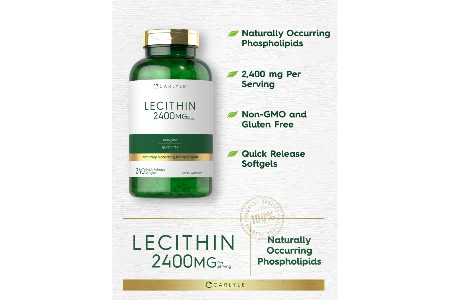 Lecitina Carlyle 2400 mg | 240 cápsulas de gelatina blanda | Suplemento de fosfolípidos | Sin OGM, sin gluten - Image 3