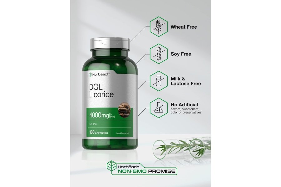 Horbäach DGL Regaliz Comprimidos Masticables | 4000 mg | 180 unidades | Vegetariano y sin OGM | Extracto de raíz de regaliz desglicirricinado - Image 4