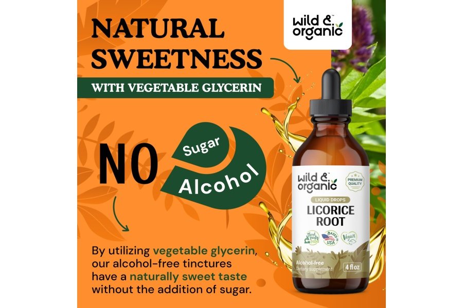 Extracto líquido de raíz de regaliz silvestre y orgánico - Suplemento de raíz de regaliz para la salud respiratoria y apoyo a la digestión - Tintura de Glycyrrhiza Glabra - Vegano, gotas sin alcohol - 4 fl oz - Image 6