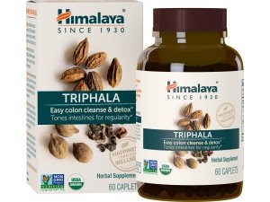 Himalaya Organic Triphala, suministro para 2 meses, para limpieza de colon, desintoxicación y estreñimiento ocasional, orgánico certificado por USDA, sin OGM, sin gluten, extracto y suplemento de hierbas en polvo, 688 mg, 60 cápsulas