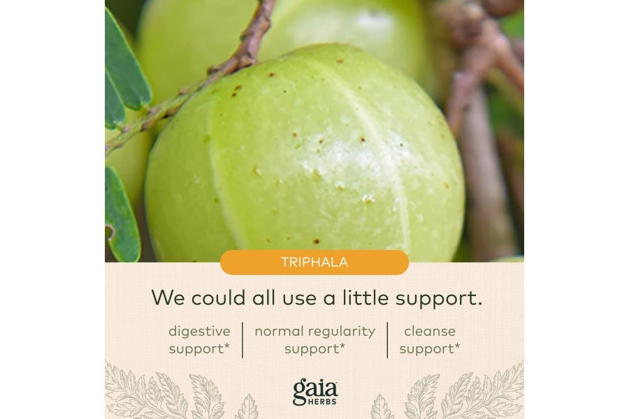 Gaia Herbs Triphala Fruit - Apoya la salud digestiva - Limpia suavemente su sistema* - con Amla Fruit, Belleric Myrobalan y Chebulic Myrobalan - 60 cápsulas veganas (suministro para 30 días) - Image 5