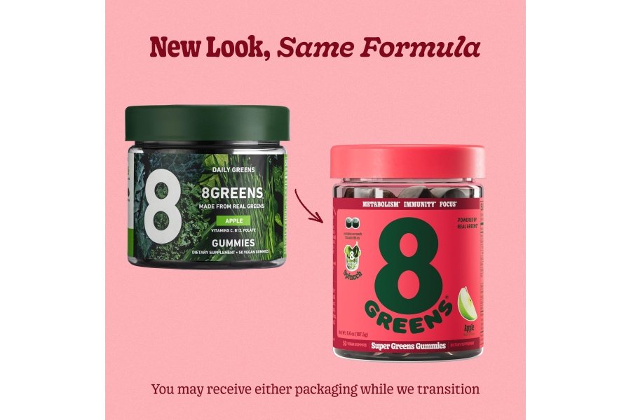 8Greens Daily Greens Gummies - Refuerzo de superalimento, energía y apoyo inmunológico, hecho con verdes reales, polvo verde, vitamina C, B12, espirulina - manzana, 50 unidades - Image 8