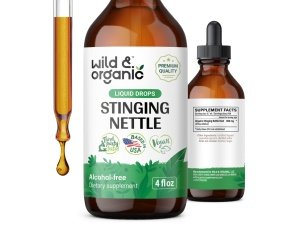 Tintura de ortiga silvestre y orgánica - Gotas de extracto de raíz de ortiga - Tintura de hierba de raíz de ortiga - Suplemento vegano sin alcohol - 4 fl oz
