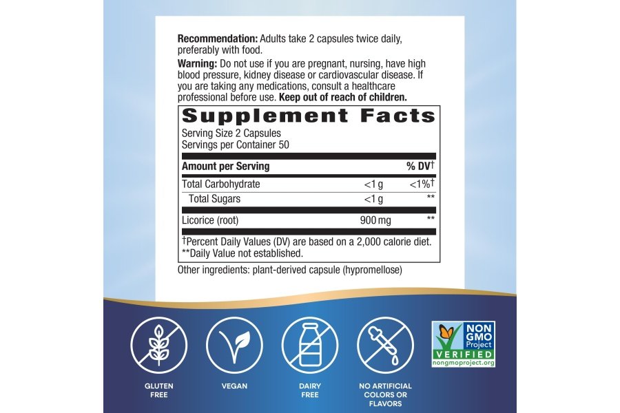 Nature's Way Cápsulas de raíz de regaliz para adultos, suplemento tradicional de apoyo a la salud digestiva*, 900 mg por porción, 100 cápsulas veganas - Image 5