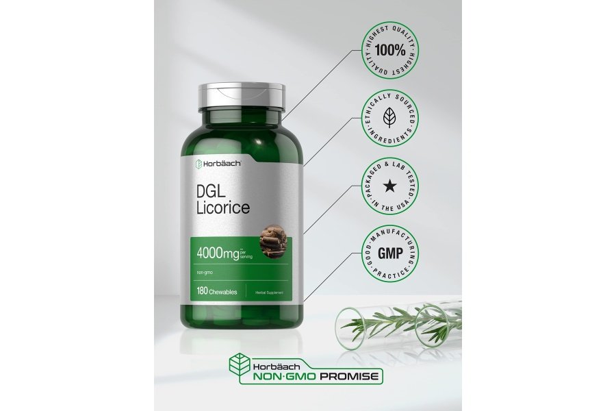Horbäach DGL Regaliz Comprimidos Masticables | 4000 mg | 180 unidades | Vegetariano y sin OGM | Extracto de raíz de regaliz desglicirricinado - Image 5