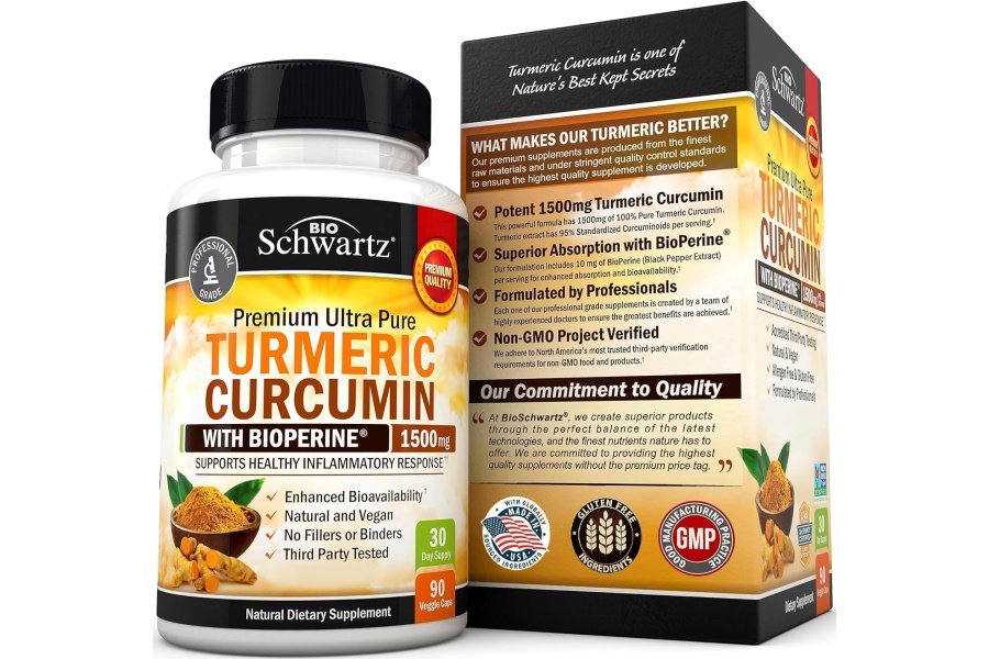 Curcumina de cúrcuma con extracto de pimienta negra 1500 mg - Suplemento de cúrcuma ultra potente de alta absorción con 95 % de curcuminoides y bioperina - Cápsulas de cúrcuma sin OGM para apoyo a las articulaciones - 90 cápsulas - Image 6
