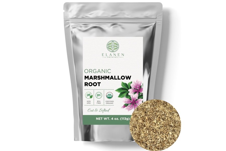 Hierba de raíz de malvavisco orgánica 4 oz. (113 g), raíz de malvavisco orgánica certificada por el USDA a granel, raíz de malvavisco, Althaea officinalis, raíz de malvavisco, té de raíz de malvavisco, hierba Althea, cortada y tamizada