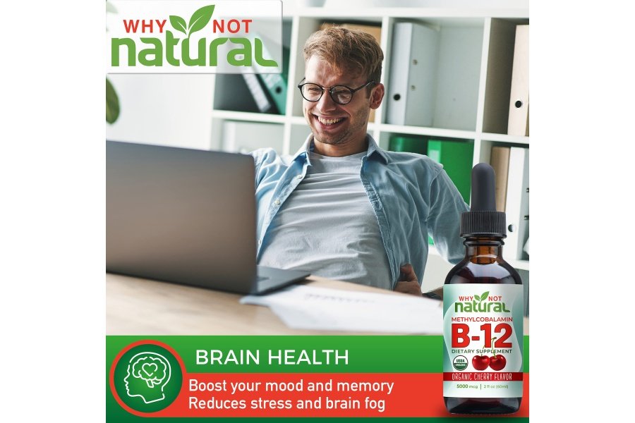 Why Not Natural Organic Vitamin B12 Liquid - Sublingual Extra Strength 60 x 5000 mcg Gotas de metilcobalamina, vegano, maximiza la absorción y la energía - Image 3