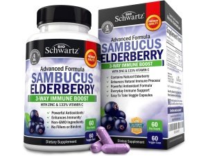 Saúco con zinc y vitamina C para adultos - Vitaminas de apoyo inmunológico para mujeres y hombres Cápsulas naturales de saúco negro Sambucus - Suplemento multiminerales de defensa inmune, sin gluten, 60 unidades