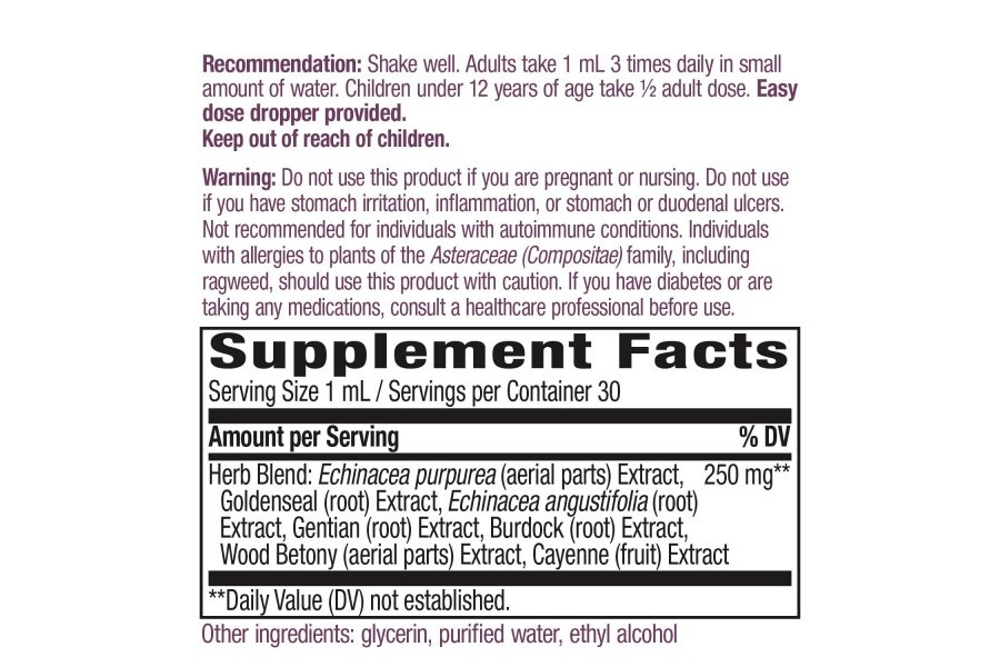 Nature's Way Premium Formula Echinacea-Goldenseal, 250 mg por porción, 99,9 % sin alcohol, 1,01 oz. - Image 3