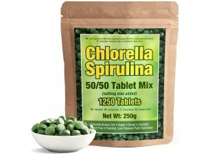 Good Natured Cápsulas premium de espirulina y clorella, 1250 tabletas, sin OGM, tabletas de clorella orgánica vegana, cultivadas a la luz del sol, pared celular agrietada, alto contenido de proteínas, desintoxicación de metales pesados