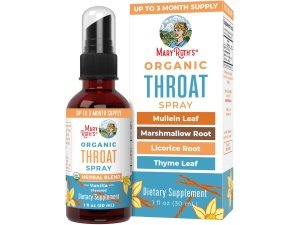 Spray para la garganta orgánico USDA con hoja de gordolobo de MaryRuth's | Raíz de malvavisco, raíz de regaliz y hoja de tomillo | Vainilla | 4 mezclas de hierbas | Sin OGM | Vegano | Sin gluten | 1 onza líquida | Hasta 100 porciones