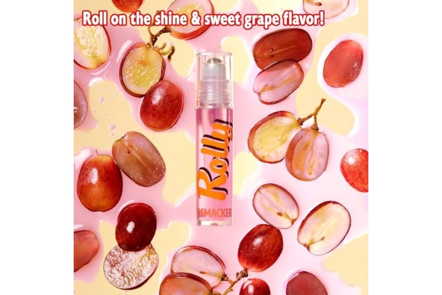 Lip Smacker Rolly Lip Gloss, diseño clásico de bola rodante para una sensación refrescante, brillo hidratante y humectante - Uva - Image 2